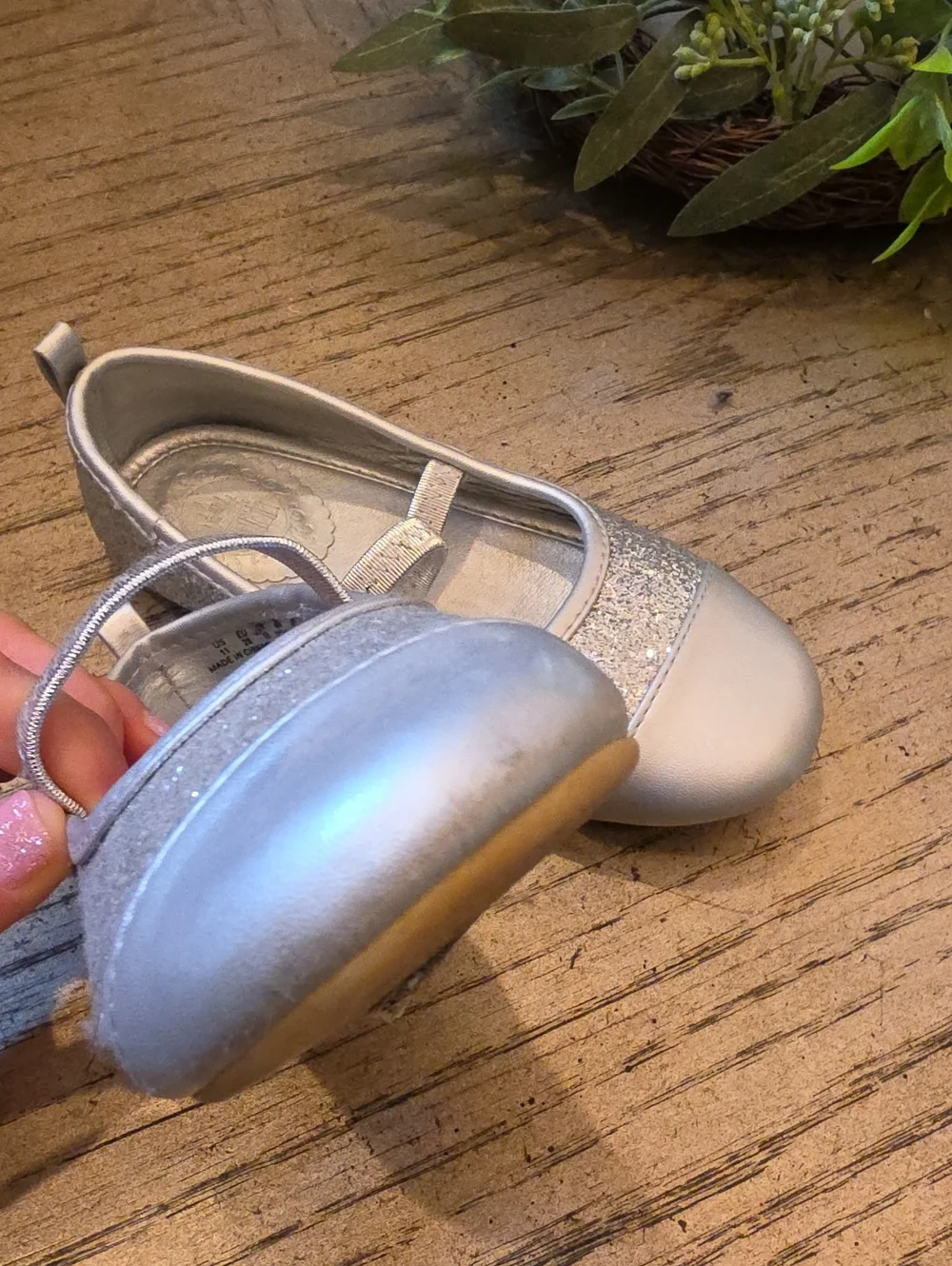 Disney Silver Glitter Mary Jane Flats Size 11 - Kids Shoes